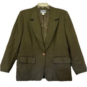 Vtg Pendleton Petite 10 Blazer USA Virgin Wool Green Women's Single‎ Button Coat